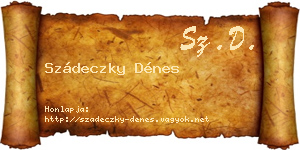 Szádeczky Dénes névjegykártya