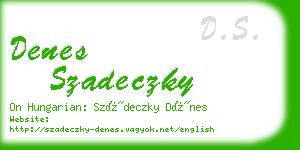 denes szadeczky business card